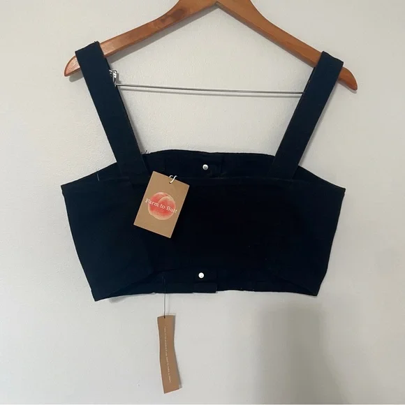 NWT Reformation • chrissy denim front crop top black sz 8 - Picture 8 of 9